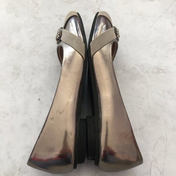 Elegant Metallic Velvet Heart Buckle Flats Shoes - Picture 11 of 16